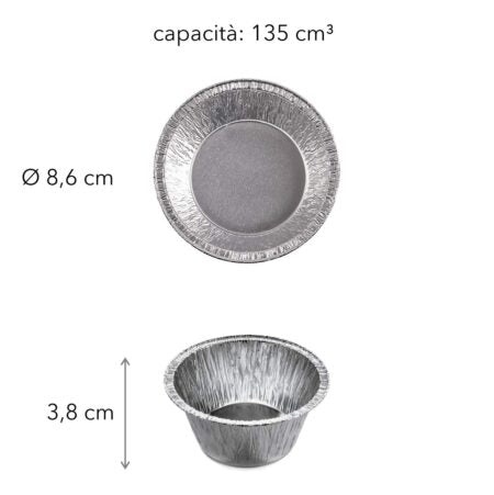 Contenitori Tradizionali in Alluminio Pirottini T63G - Confezione da 100 - 70 mm, 85 cc
