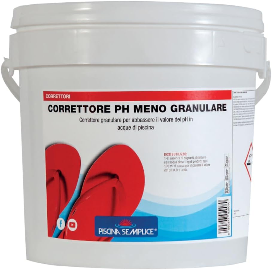 PISCINA SEMPLICE, Correttore PH Meno Granulare, Riduce Il Valore Del PH Nell'Acqua Delle Piscine, A Rapida e Completa Dissoluzione, No Residui e Componenti Calcarei
