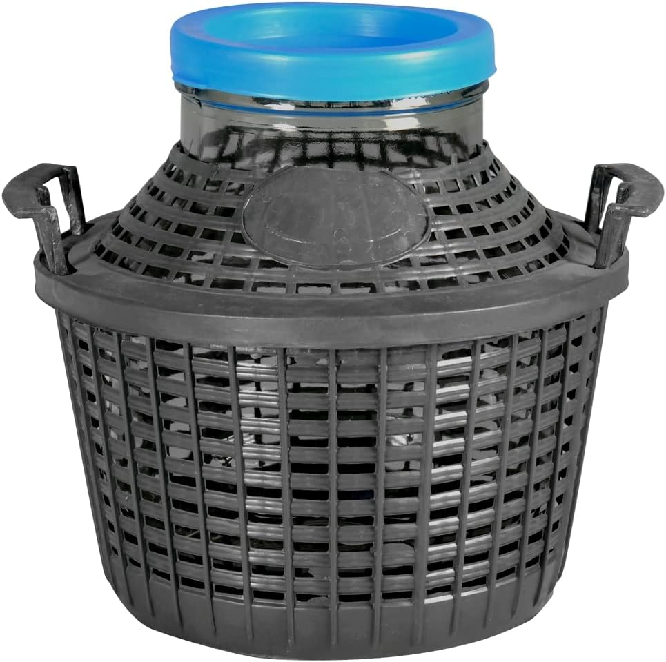 Damigiana vetro 10L - Bocca Larga - compresa di tappo e cesta