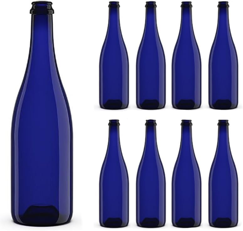 20 PZ - BOTTIGLIA EMILIANA BLU PER VINO E SPUMANTE PROSECCO 750 ML COLORE UVAG blu - BOTTIGLIA PER VINI VUOTA PREGIATI PER TAPPI SUGHERO E PLASTICA