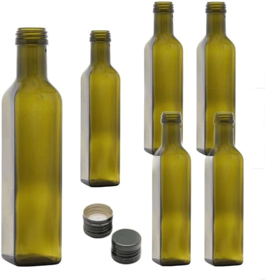 12 Bottiglie Per Olio E Liquore 250 msatore Olio Salvagoccia e Tappo Ermetico - Made In Italy