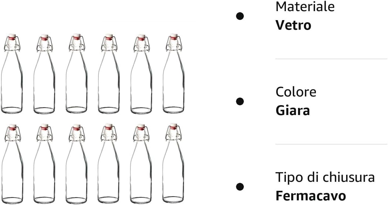 Bormioli - Bottiglie di Vetro con Chiusura Ermetica 'Giara', Set di BOTTIGLIE PER ACQUA E LIQUORI