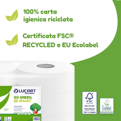 Lucart Professional - Confezione da 6 Rotoli Jumbo di Carta Igienica Ecologica