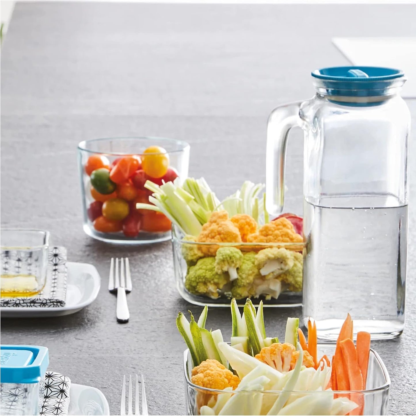 Bormioli FRIGOVERRE, Polycarbonato con tappo, Blue-Green, da 1 lt
