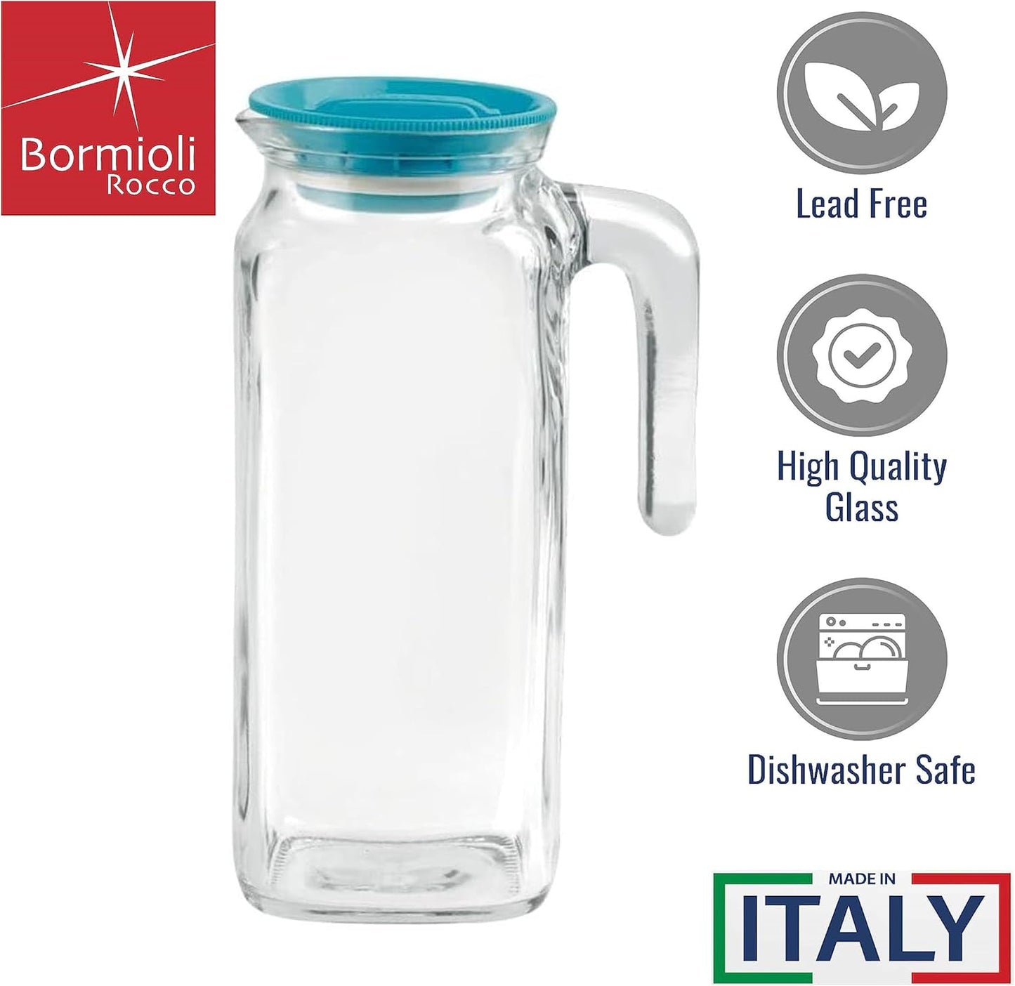 Bormioli FRIGOVERRE, Polycarbonato con tappo, Blue-Green, da 1 lt