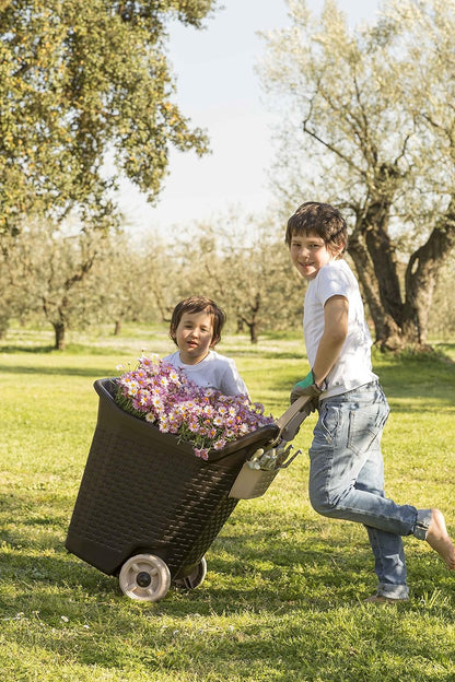 Bama KART, Carrello con ruote per i lavori da giardino, capacità di 76 lt., colore: Cacao e Muschio