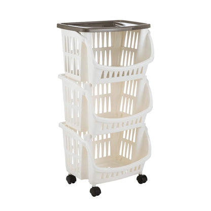 Bama Tidy Carrello Cucina con Ruote e Vassoio, Beige, 39.5 x 30 x 77 cm